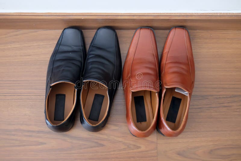 Different Men`s Shoes Black and Brown Stock Image - Image of brown ...