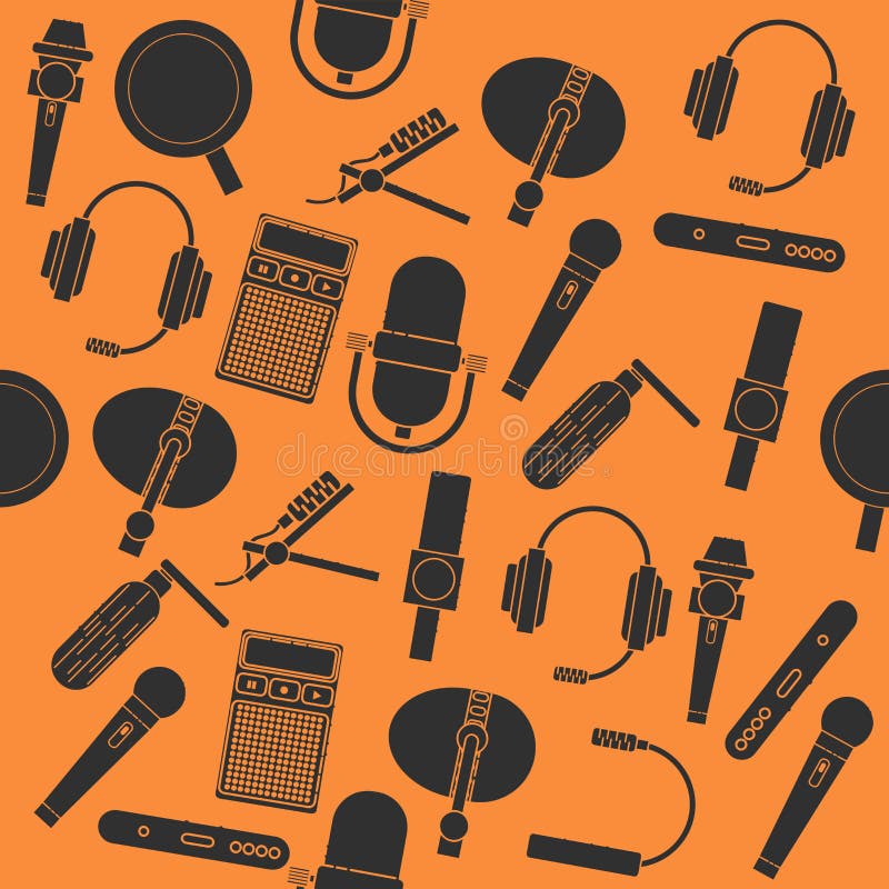 Different Microphones Types Collage Stock Vector Illustration of