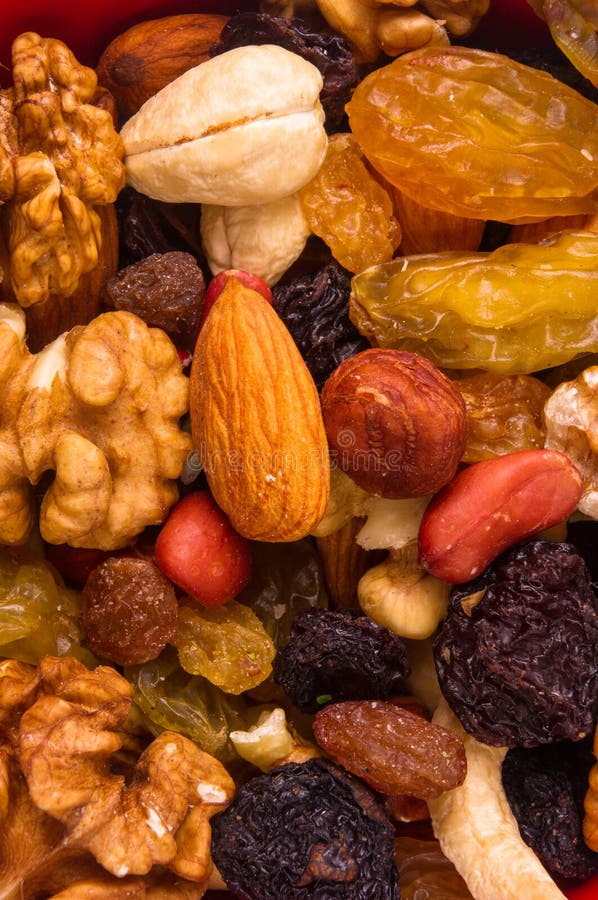 Different Mixed Nuts and Raisins Stock Photo Image of closeup, food