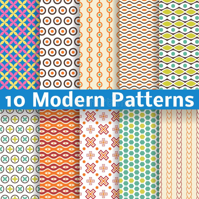 Different modern vector seamless patterns vector illustration