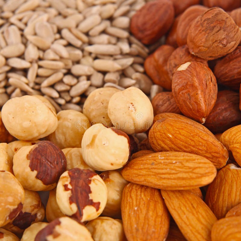 Different nuts as a background royalty free stock images