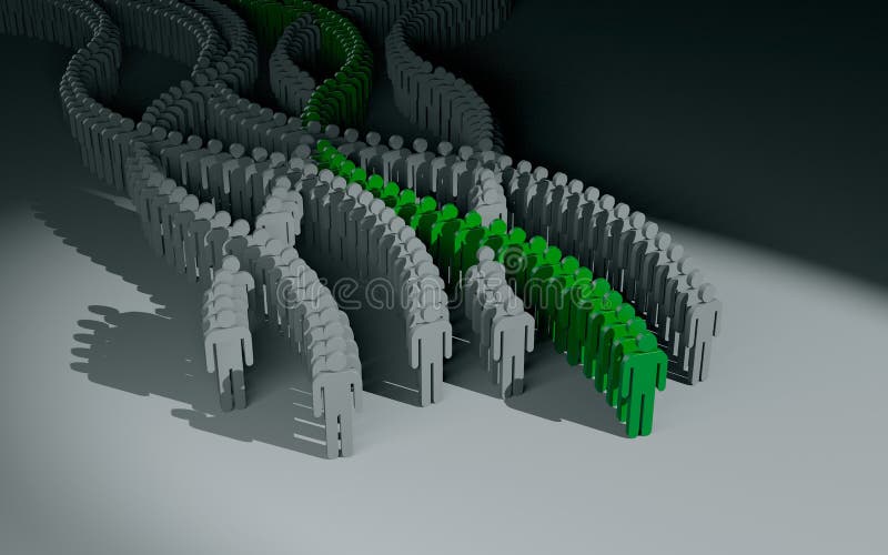 Different people. Green crowd vector illustration