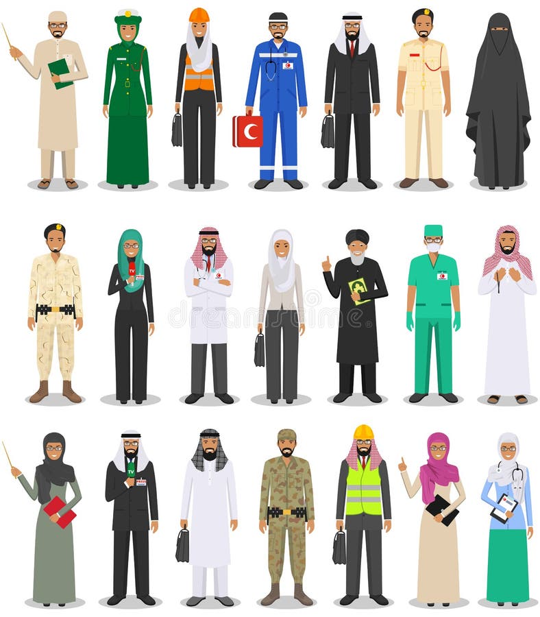 People occupation characters set in flat style isolated on white background. Flat vector icons on white background. People occupation characters set in flat style isolated on white background. Flat vector icons on white background.