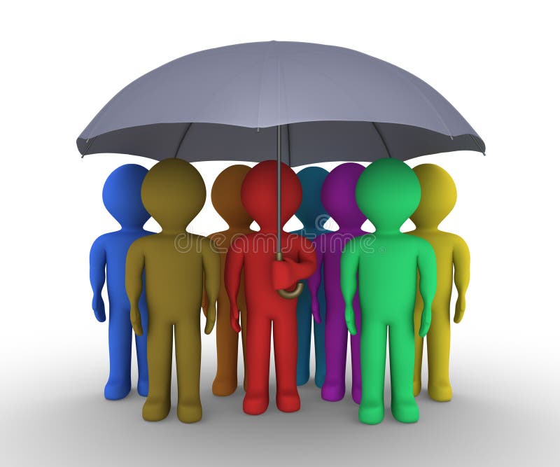 Different People Under Umbrella Stock Illustration Illustration of