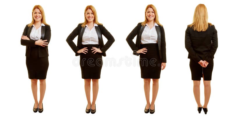 Different poses of a young smiling businesswoman in set. Different poses of a young smiling businesswoman in set