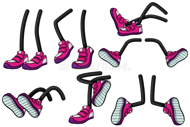 Different Positions of Legs with Pink Shoes Stock Vector - Illustration ...