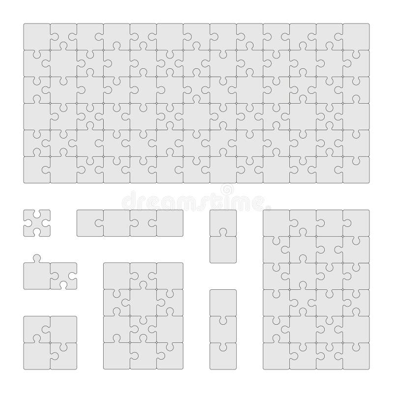 Parts of puzzle. White jigsaw infigraphic template, blank matching
