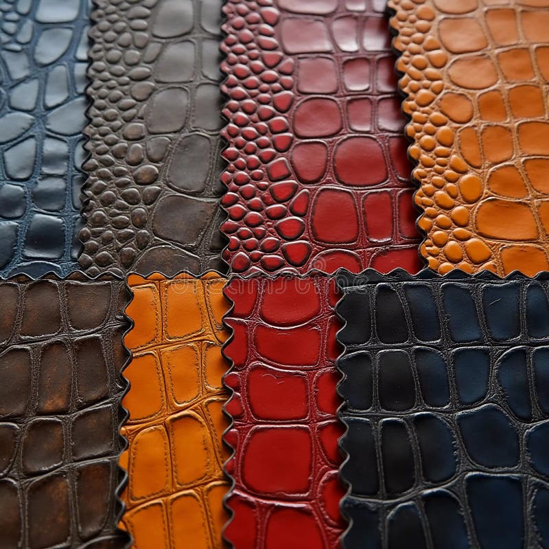 Different Samples of Genuine Crocodile Leather are Arranged in Vibrant ...