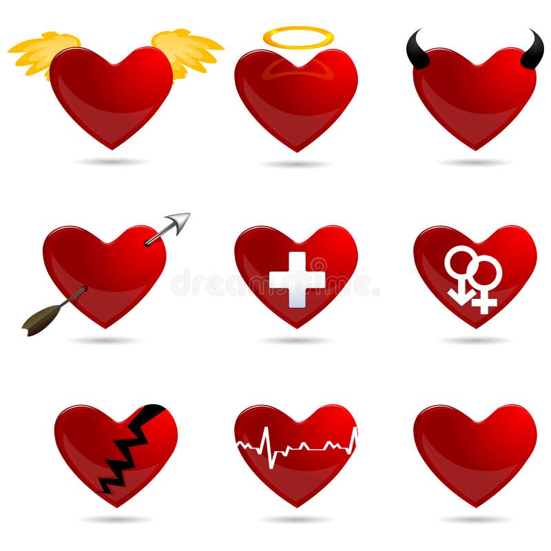 Different shapes of heart stock illustration