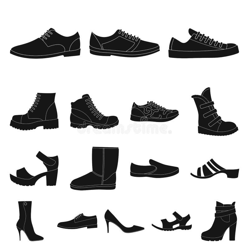 Different Shoes Black Icons in Set Collection for Design. Men`s and ...