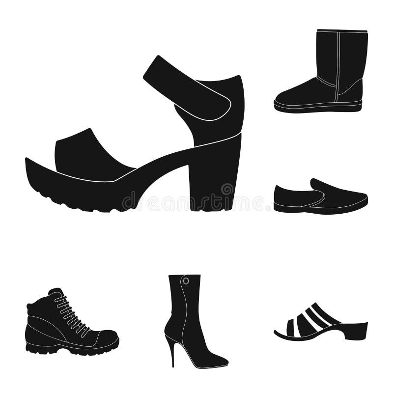 Different Shoes Black Icons in Set Collection for Design. Men S and ...