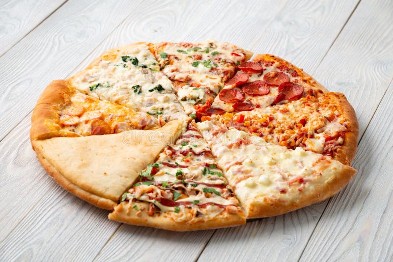 Different Slices of Pizza in One Circle Stock Photo Image of complex