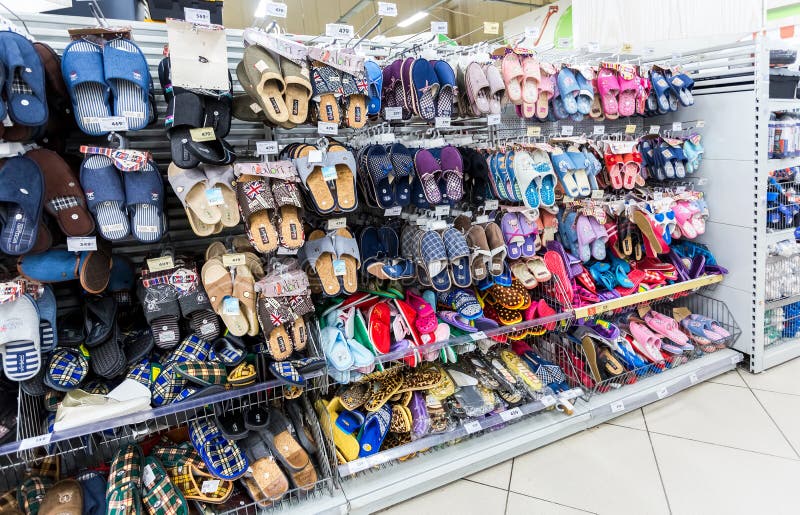 Different Slippers Ready To Sale at Showcase in New Hypermarket ...