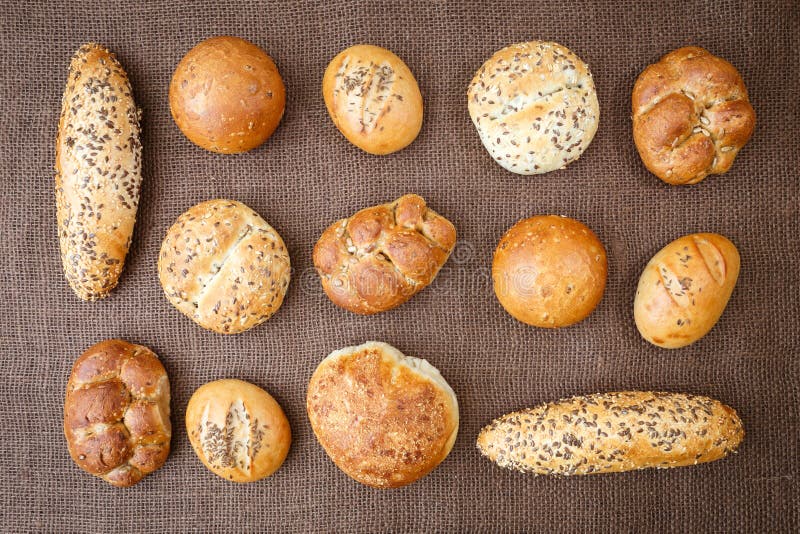 Different Sorts of Wholemeal Breads and Rolls Stock Photo Image of