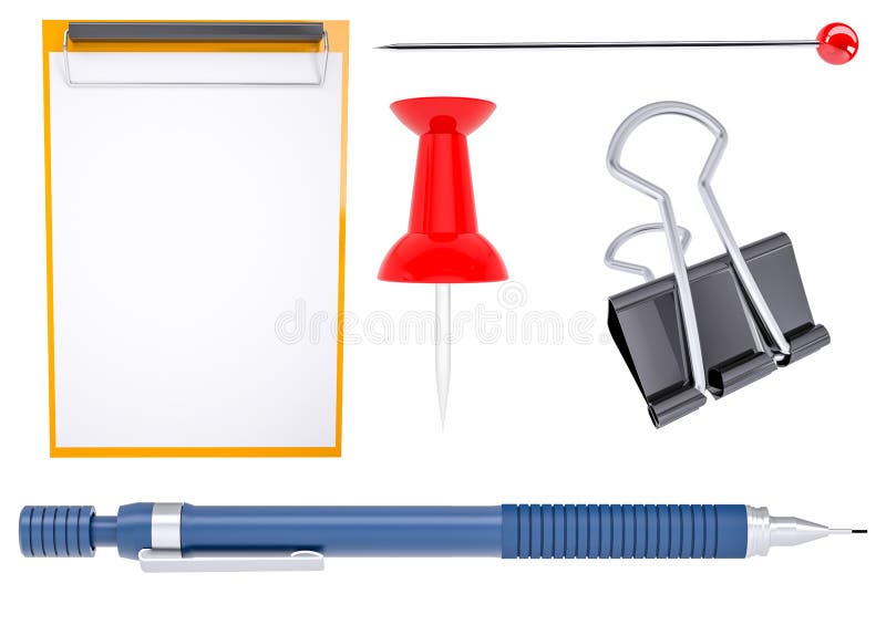 Different stationery items stock illustration. Illustration of pencil
