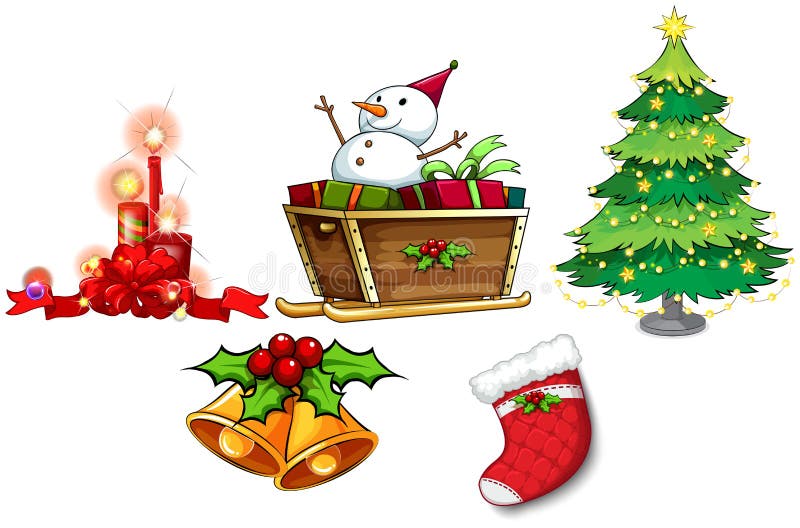 Different Symbols Of Christmas Stock Illustration - Illustration of ...