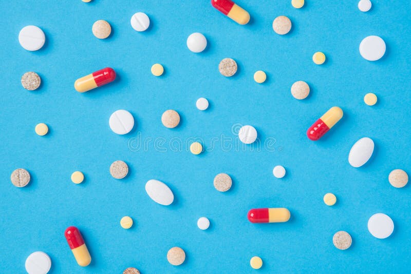 Different Tablets and Pills in the Package and without it on a B Stock