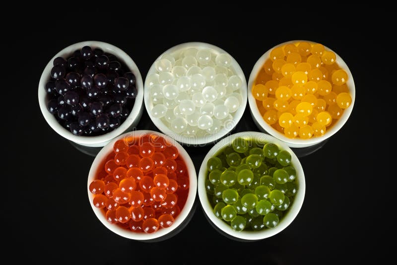 Tapioca Pearls for Bubble Tea, Isolated on White Background. Tapioca