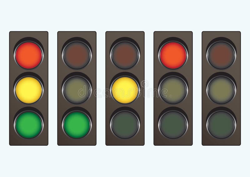 Different traffic light signals on a light background