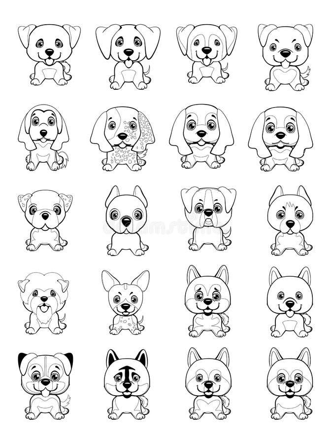 Different Type of Cartoon Dogs Stock Vector Illustration of group