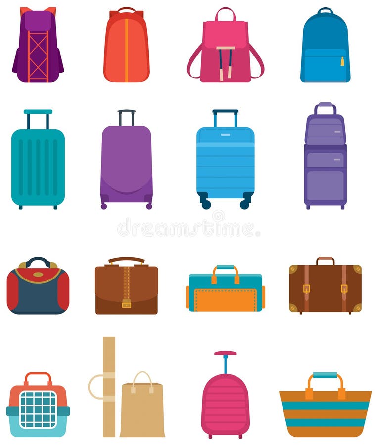 Different Types of Baggage. Large and Small Suitcase, Hand Luggage