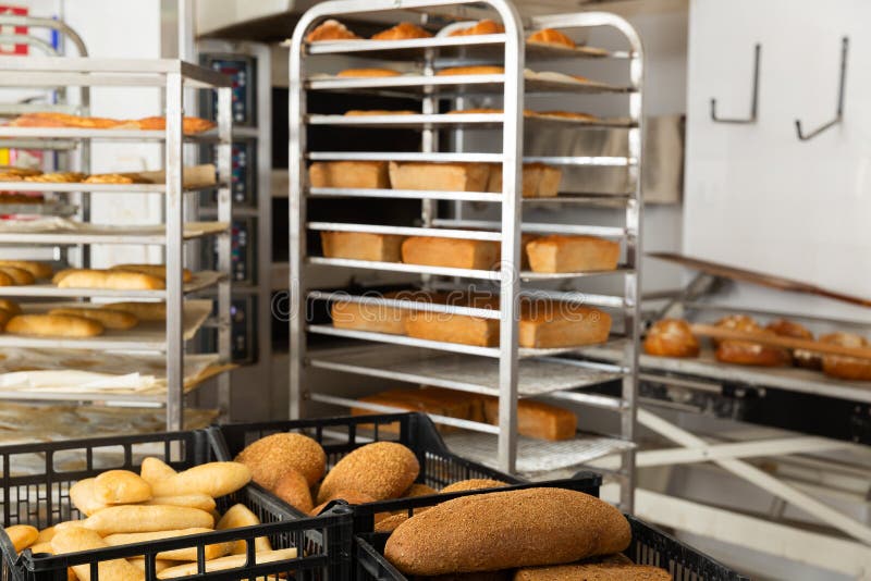 Different Types of Bread in Box and Truck in Bakery Stock Image Image of industry, pustry