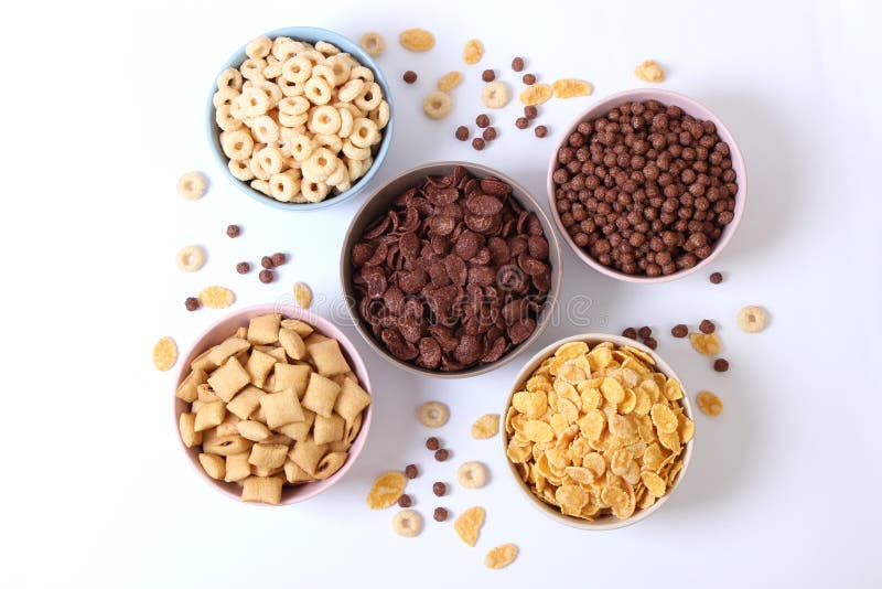 Different Types of Breakfast Cereals. Stock Image Image of child