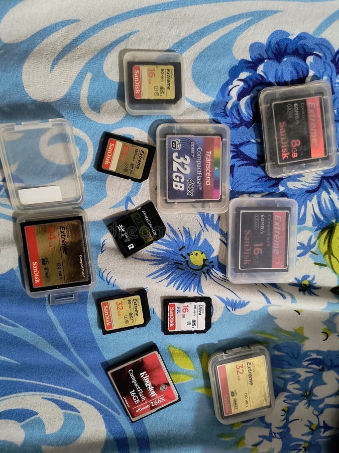 Different types of camera memory cards royalty free stock photos