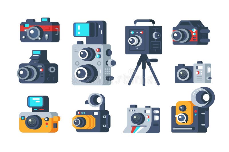 Different Types of Cameras Set Stock Illustration Illustration of equipment, retro 188301581