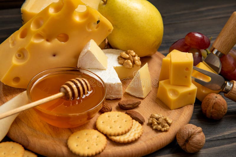 Different Types of Cheeses on a Blackboard Stock Photo Image of