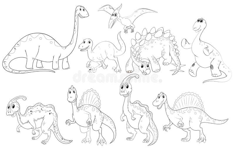 Dinosaur Coloring Page Cartoon Illustrations Stock Illustration ...