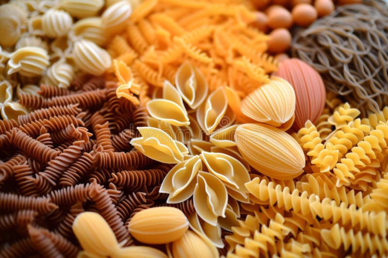 Different Types of Dried Pasta. Healthy Eating Concept Stock Photo
