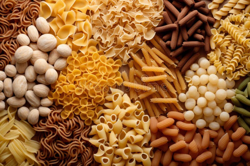 Different Types of Dried Pasta. Healthy Eating Concept Stock Image