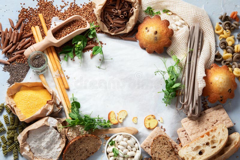 Different Types of High Carbohydrate Food Stock Image - Image of wheat ...
