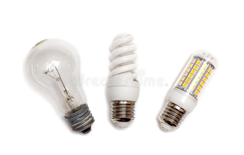 Different types of light bulbs royalty free stock image