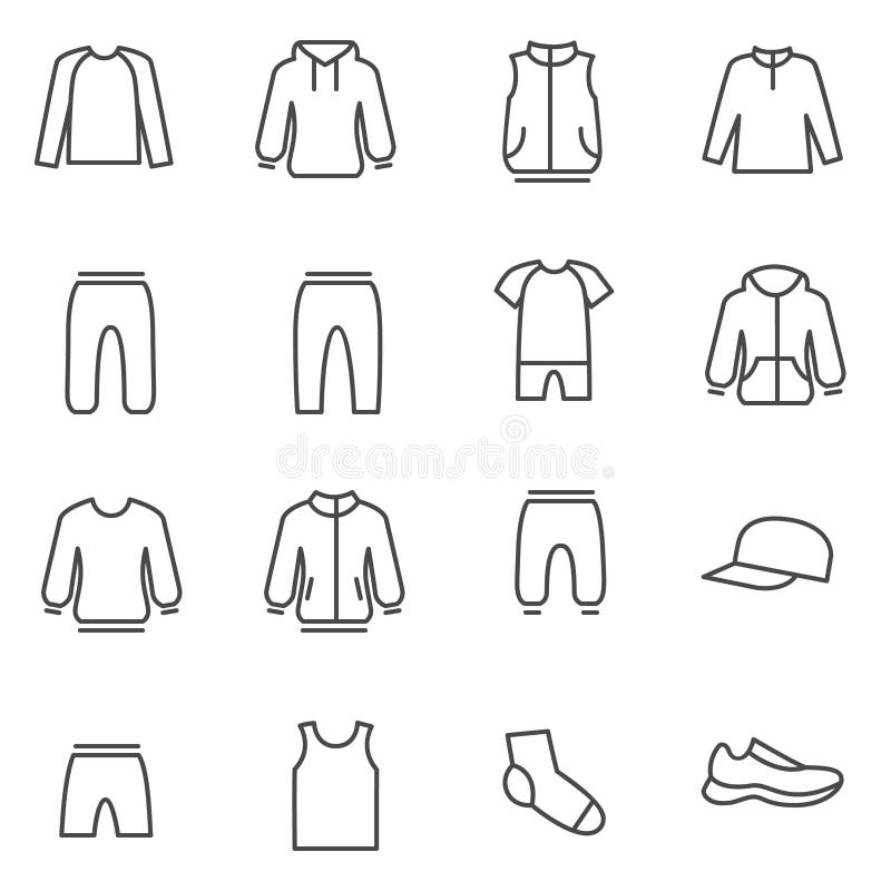 Different Types of Man’s Clothes for Sport Stock Vector Illustration