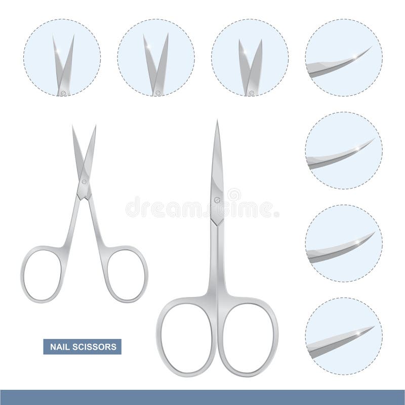 Different Types of Nail Scissors. Manicure and Pedicure Care Tools. Vector