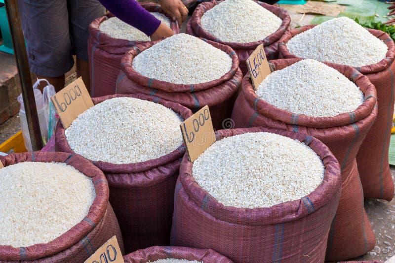 Different types of rice stock images