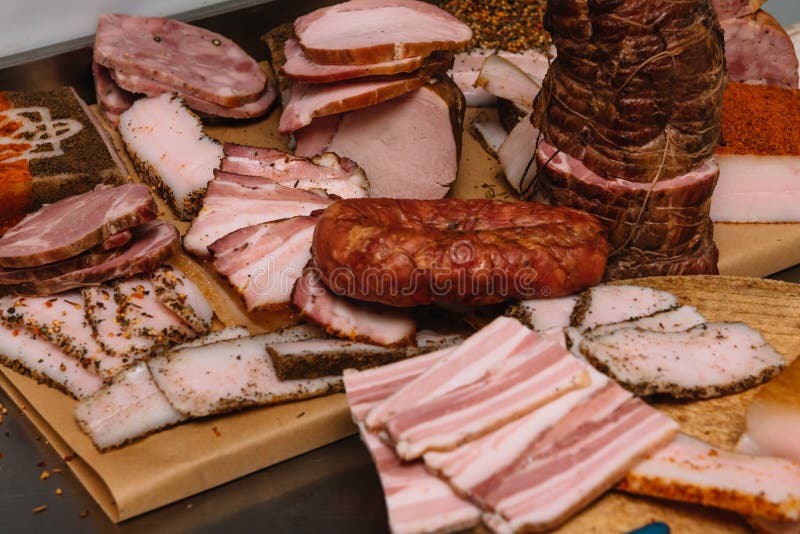 Different Types of Sausages and Meat Products Stock Image Image of