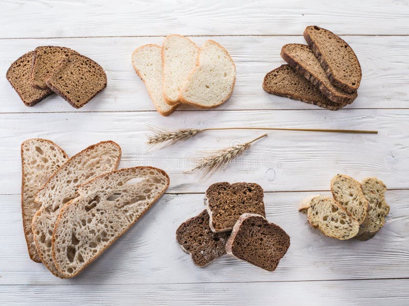 Different types of sliced bread stock image.