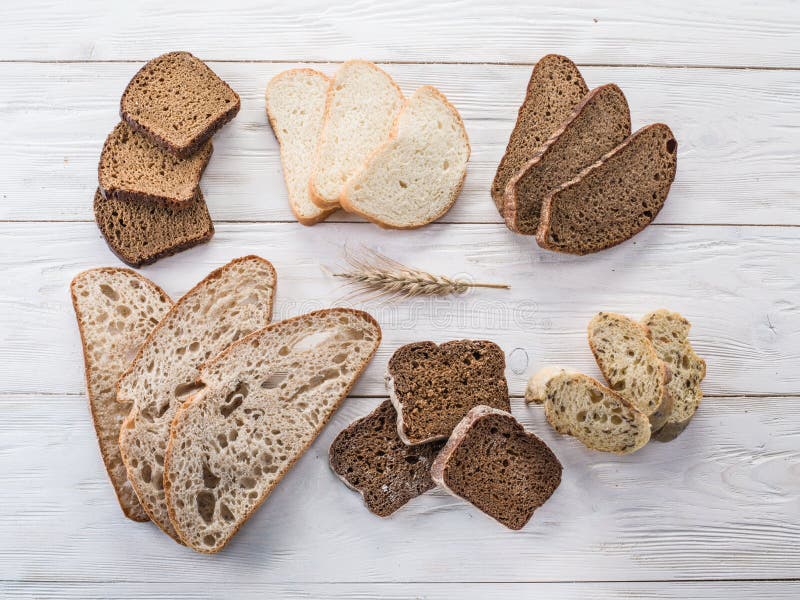 Different types of sliced bread. stock photography