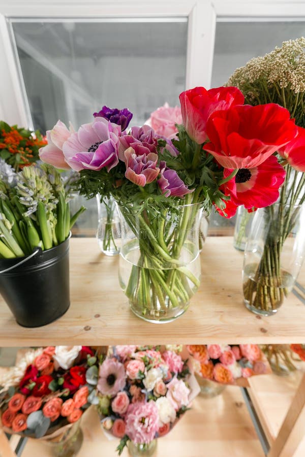 Different Varieties. Fresh Spring Flowers in Refrigerator for Flowers ...