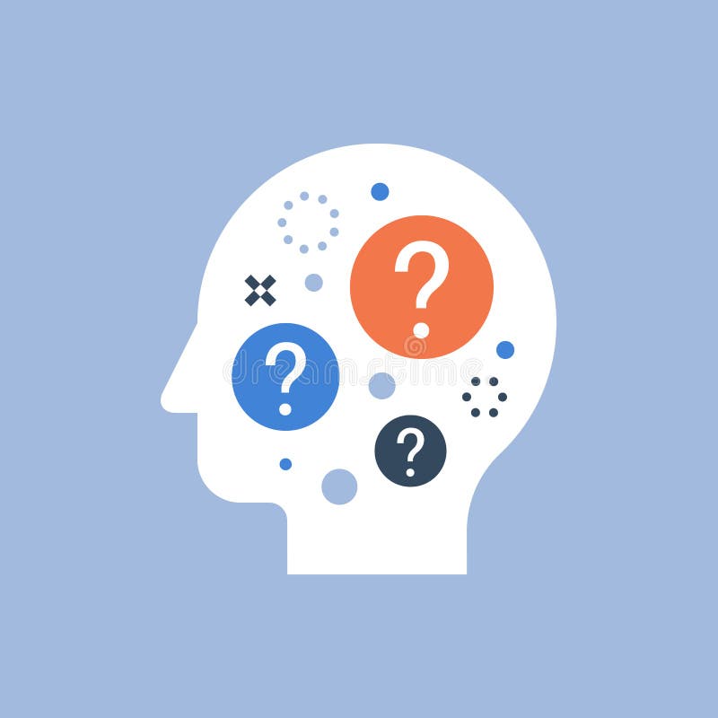 Difficult choice, decision making, behavior science, self questioning, curiosity concept vector illustration