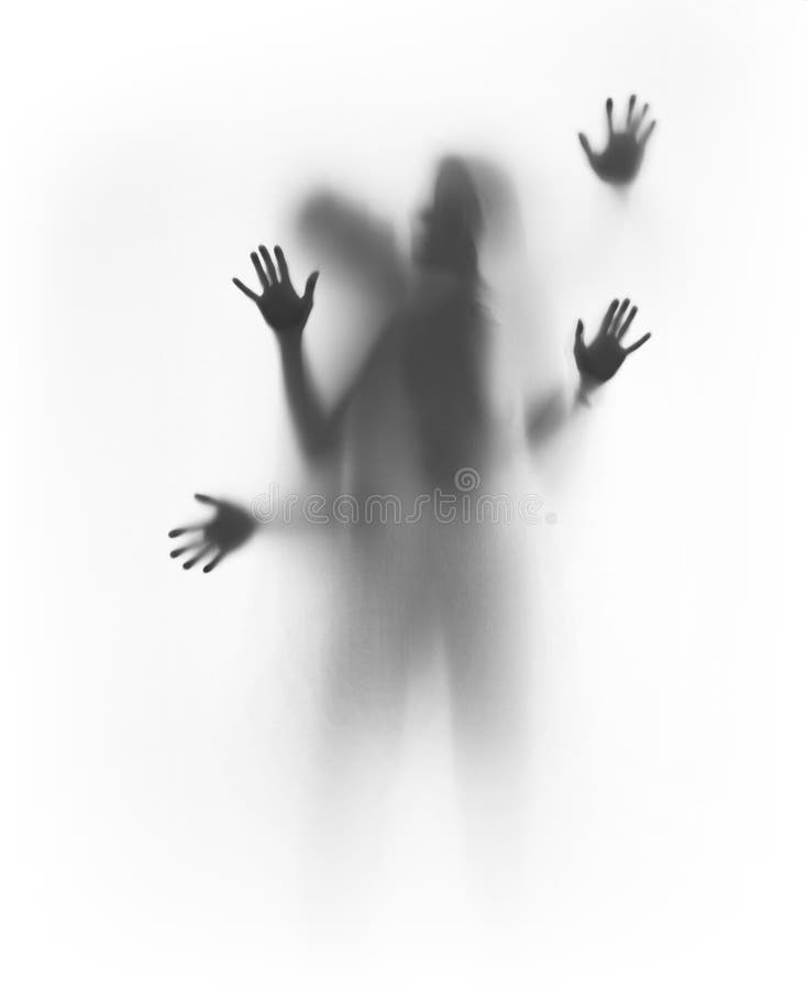 Diffus silhouette av ett par bak en gardin. royaltyfri foto