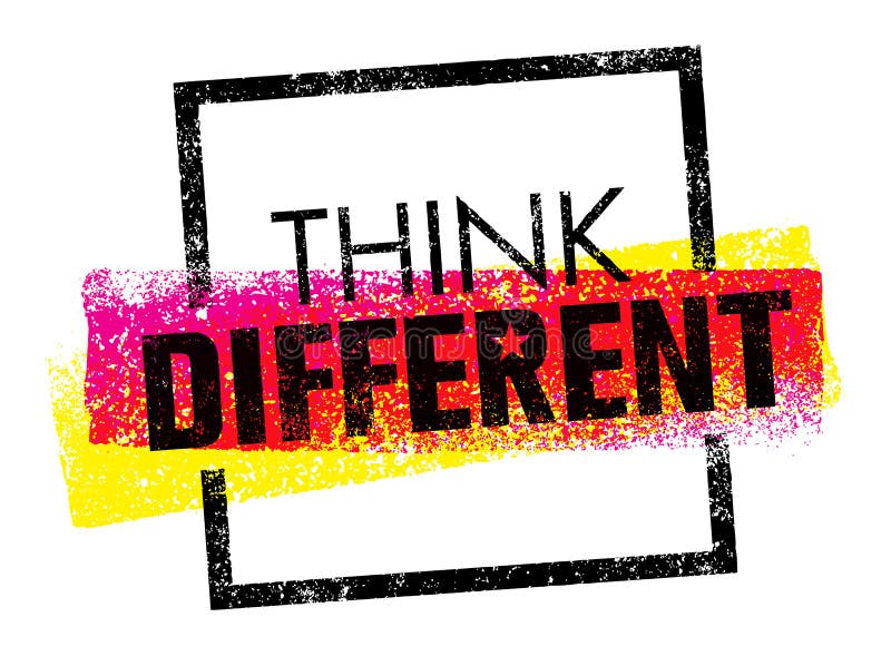 différent pensez Concept créatif de signe de typographie de vecteur de brosse illustration stock différent pensez Concept créatif de signe de typographie de vecteur de brosse illustration stock