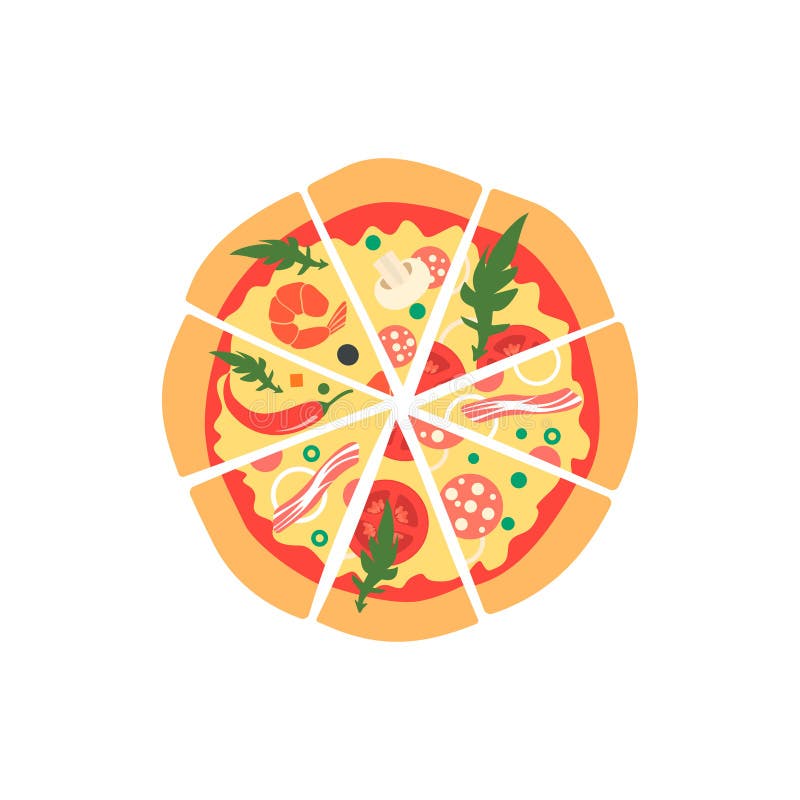 Différentes tranches de pizza Vue supérieure illustration stock Différentes tranches de pizza Vue supérieure illustration stock