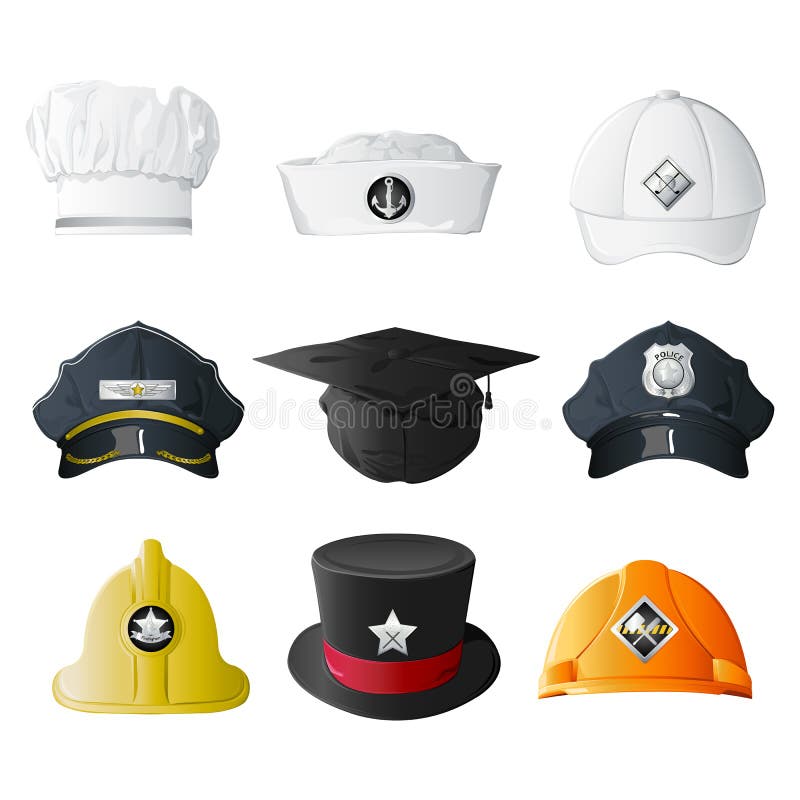 Différents chapeaux de profession illustration de vecteur Différents chapeaux de profession illustration de vecteur