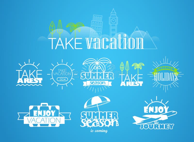 Différents labels de vacances et de voyage illustration libre de droits Différents labels de vacances et de voyage illustration libre de droits