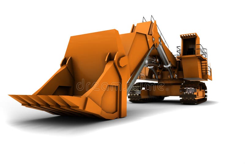 Larger orange digger isolated on white background