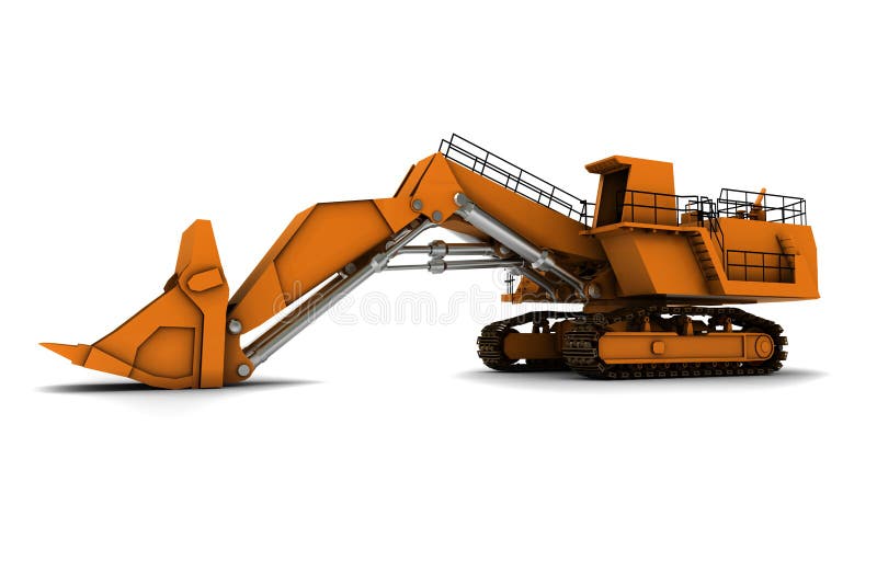 Larger orange digger isolated on white background